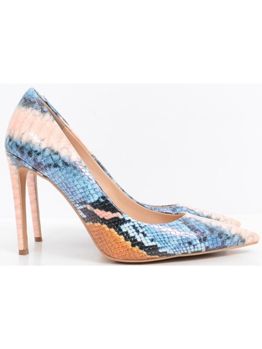 Women's Colorful Snake Print Size 8.5 Classic Pointy Toe Stiletto Heels Pumps - Picture 3 of 8